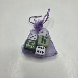 Novelty Party Drinking Game Dice Set 5pc Green White Purple Bag